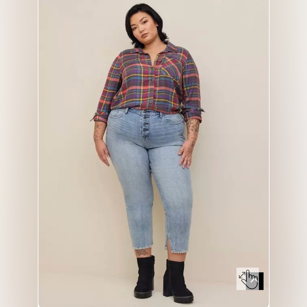Torrid Multi Color Plaid Lizzie Twill Button Up, Size 3 (3X 22-24), Gently Used
